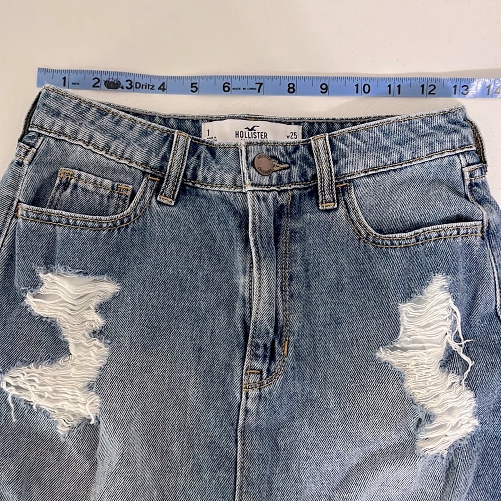 Hollister Ultra High-Rise Denim Jean Skirt Sz 1 Distressed - Picture 6 of 7